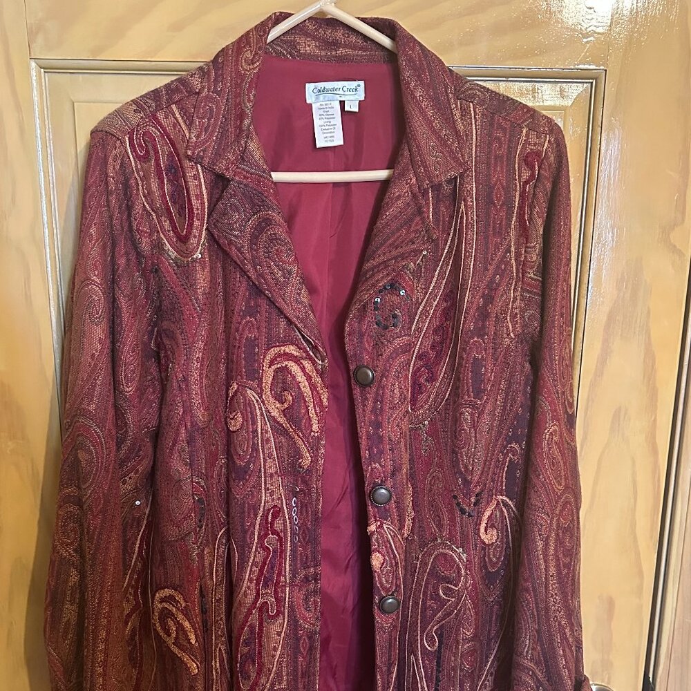 Red paisley coat
